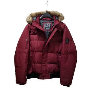 Buffalo David Bitton Coat Men’s XXL 2X Burgundy Puffer Parka Trademark 1973 Hood